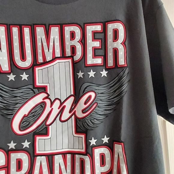 Grandfather Number One Grandpa Best No 1 Tee T Shirt Small Gray Graphic READ - Picture 3 of 7